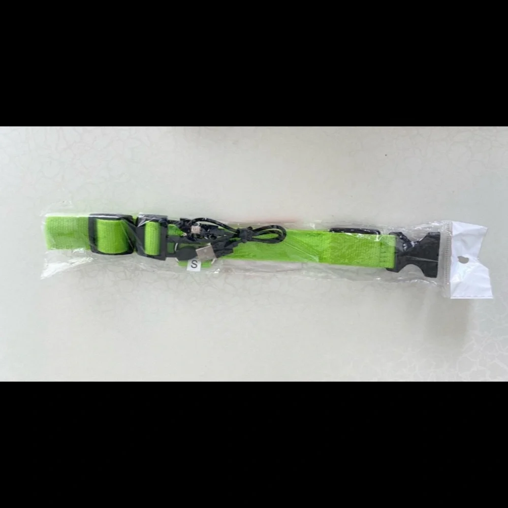 Bright Green Light Up Pet Collar with Clip Closure size small